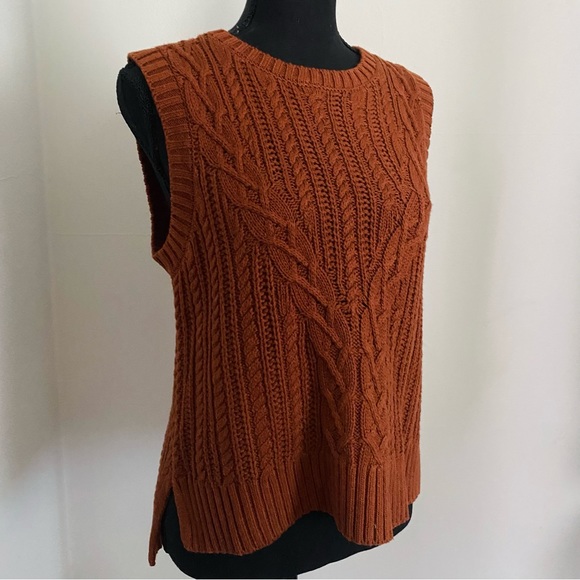 Rachel Zoe Cable Knitted Sweater Vest Brown - Picture 1 of 5